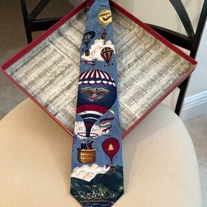 Elegant Blue Hot Air Balloon Tie